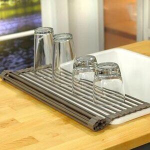 Curtis Stone Roll Up Drying Rack Trivet Gray NEW